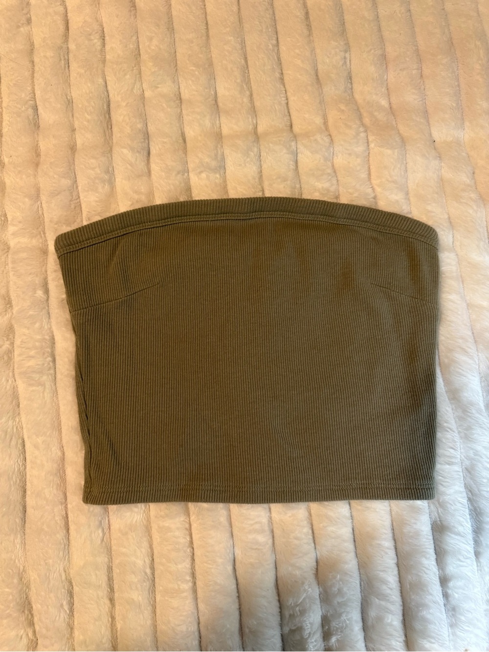 Olive Green Ribbed Tube Crop Top